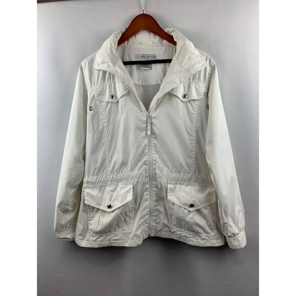 Women's Vintage Y2K Larry Levine White Wind Breaker Jacket  Size XS - Picture 1 of 9